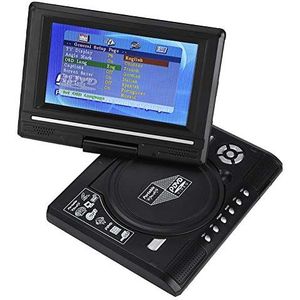 Draagbare speler, 7,8 inch draagbare dvd-speler met 800 mAh oplaadbare batterij, 270 graden draaibaar display, ondersteunt SD- en USB-kaarten, FM-radio, auto-dvd-speler voor op reis. (EU)