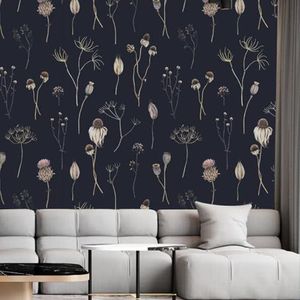 Behang Bruin Plant Roze Schil en Stok Zelfklevend Behang voor Woonkamer Badkamer Slaapkamer Art Deco Muur Papier Keuken Wallpapers Verwijderbaar 40X120cm/3 rol