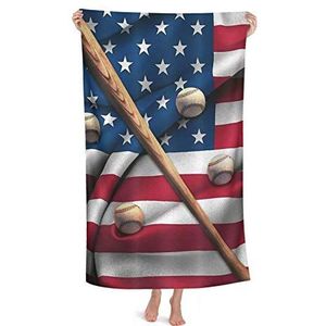 351 Badkamer Handdoek Baseball Bat Op Amerikaanse Nationale Vlag 80X130Cm Strandhanddoeken Absorberende Reizen Handdoeken Lichtgewicht Badhanddoek Voor Badkamer Gym Zwemmen