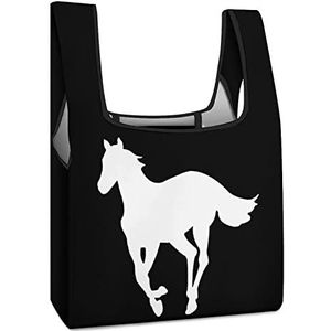 Paarden-Witte Pony Herbruikbare het Winkelen Zakken Opvouwbare Boodschappentassen Grote Vouwbare Tote Bag met Lange Handvatten