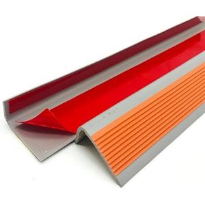 Zelfgeplakte trappen tegen glijbaan 393,7 inch L-vormige rubberen trapleuningen, antislip, zelfklevende traptrederand(Orange,354.3IN/9M)