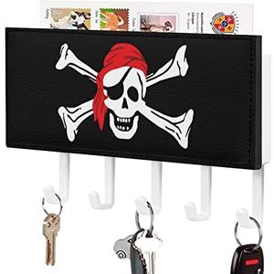 Skull Crossbones Piraat Vlag Sleutelhouder voor Muur met 5 Haken Brief Kapstok Home Decor Keuken Slaapkamer Kantoor