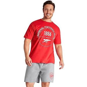 Arsenal F.C Herenpyjama Set Zomernachtkleding Herenpyjama Shorts Set T-shirt Loungekleding S-3XL Nachtkleding Tieners Herenpyjama's 100% katoen Officiële merchandise cadeaus voor heren (rood/grijs, M)