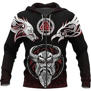 Viking Odin Wolf Raven Tattoos 3D All Over Gedrukte Zip Hoodie, Sweatshirt met lange mouwen Sweatshirt, T-shirt Top