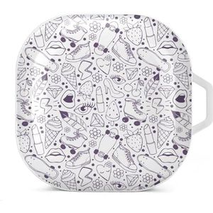 Schoenvruchtenveer diamant oordopjes hoesje compatibel met Samsung hard shell beschermhoes witte stijl