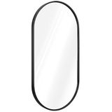 Navaris spiegel voor de wand - Ovale wandspiegel 75 x 38 cm - Aluminium frame in zwart - Horizontaal of verticaal