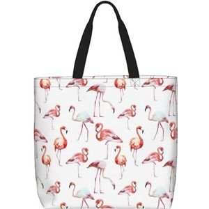 EdWal Schilderen Flamingo Print Tote Bag Voor Vrouwen Schoudertassen Grote Kruidenier Handtas Crossbody Tas Voor Werk Reizen Winkelen, Schilderij Flamingo, Eén maat