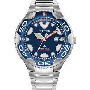 Citizen Mens promaster duik eco-drive horloge 46mm zilver-tone roestvrij stalen kast en armband met blauwe wijzerplaat (BN0231-52L), Blauw, Leger