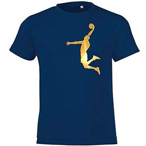 Dunk Basketball Slam Dunkin T-shirt voor kinderen, marineblauw, maat 152 cm, marine/goud