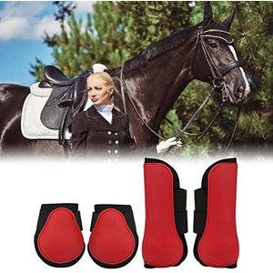 Paard voorste achterbeenlaarzen, comfortabele PU-shell neopreen peesbeschermers voor springen voor hardlopen voor paardentraining(Set van rood, m)