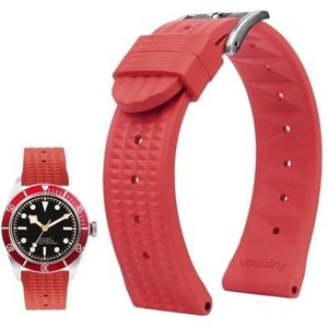 20mm 22mm rubberen horlogeband geschikt for Seiko IWC Citizen wafelband armbanden mode universele heren duiker siliconen sporthorlogeband (Color : Red-silver, Size : 22mm)