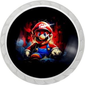 Voor Mario transparante glazen ronde ladeknopset met schroeven (4 stuks) - ABS-materiaal - 35 x 28 x 17 mm - doorzichtige kasttrekkers voor dressoir, kast, kledingkast, decoratieve meubelhandgrepen