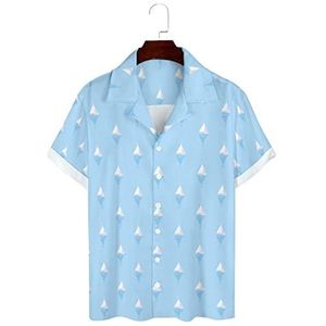 Zeilschepen Hawaïaanse shirts voor heren, korte mouwen, Guayabera-shirt, casual strandshirt, zomershirts, S