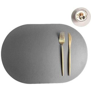 3-delige creatieve Scandinavische stijl ovale kunstleer placemat onderzetterset geschikt for eettafel keukenaccessoires wasbaar(Color:Color-6)