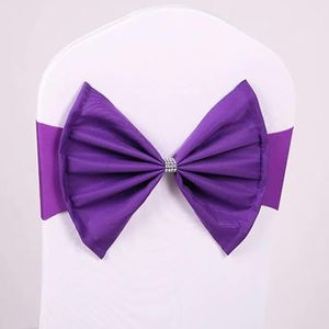 Stoel linten, 10/50 stks/partij Boog Stoel Sjerpen Sjerp for Bruiloft Verjaardag Banket Spandex Stretch Blend Strikje Riem banden Cover(Dark Purple,50pcs)