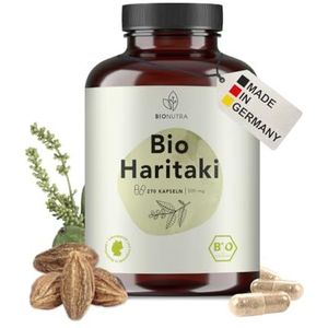 BIONUTRA® Bio Haritaki capsules hooggedoseerd 3000 mg/dag, residugecontroleerd, Duitse productie, vegan, lactose- & glutenvrij, zonder toevoegingen, bio Haritaki poeder, 270 stuks x 500 mg