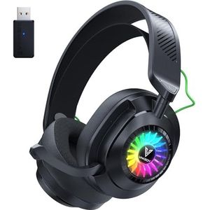 Vakedy HW10 Wireless Gaming Headset for PS5, PC, PS4, Mac, Switch - 2.4 GHz USB/Bluetooth with Microfoon (Zwart)
