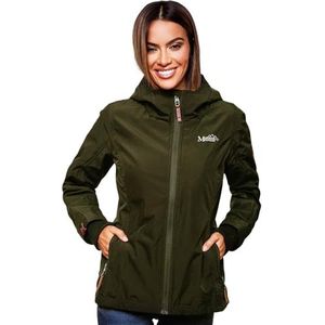 MARIKOO Dunne overgangsjack met capuchon voor dames, braambes, XS-XXL, olijfgroen, L