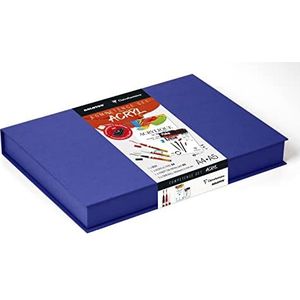 Clairefontaine 975906C - COMPETENCE SET acryl, box koningsblauw met acrylschilderblok A4, 1 blok Paint'ON glad A5 wit, 3 ONE4ALL markers, 1 set