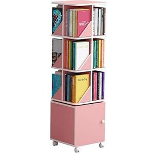 Boekenplank Kleur Boekenplank Met Kast Wiel 360 Graden Draaibare Boekenkast Kantoor Studie Opslag Plank Eenvoudige Hoek Opslag Houder Boekenkast (Color : Pink, Size : 3 Tiers)