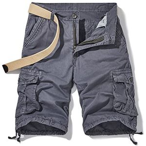 Cargoshorts voor mannen, outdoor, sneldrogend, klimmen, safarishorts, meerdere zakken, ademend (maat: taille 92 cm, kleur: grijs)