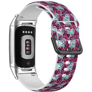 RYANUKA Zachte sportband compatibel met Fitbit Charge 5 / Fitbit Charge 6 (Cool Nice Paars Roze Retro) Siliconen Armband Strap Accessoire, Siliconen, Geen edelsteen