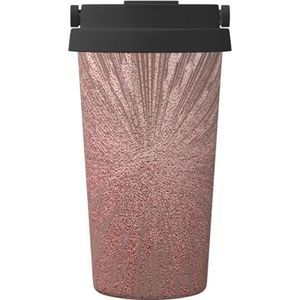 Rose Goud Roze Print Reizen Koffie Mok Lekvrije Thermos Mok Geïsoleerde Tumbler, voor Kantoor Camping