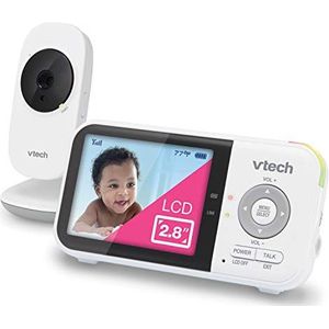 VTech VM819 Baby-videomonitor met 19 uur looptijd, 304,8 m, automatisch nachtzicht, 7,1 cm display, 2-weg audio, temperatuursensor, energiebesparende modus en Lullabes, wit