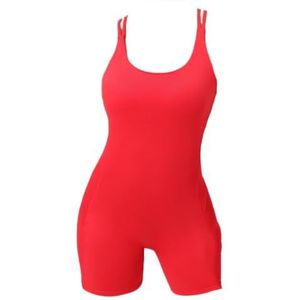 Women's One Piece Yoga Jumpsuit Backless Sports Romper Playsuit Sleeveless Gym Bodysuit (Red,S)