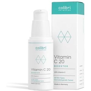 colibri skincare Vitamin C20 Booster 30ml - Vitamine C-serum gezicht - hooggedoseerde gezichtsverzorging pakt pigmentvlekken, fijne lijntjes en zonneschade aan - anti-aging serum