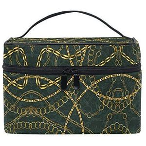 Golden Chains Vintage Art Cosmetic Bag Organizer Rits Make-up Tassen Pouch Toilettas voor Meisje Vrouwen
