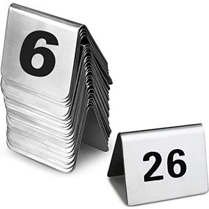 Roestvrijstalen tafelnummers voor tenten, 1-50/100, Bespaar ruimte, Dubbelzijdige kentekenplaten(1100)