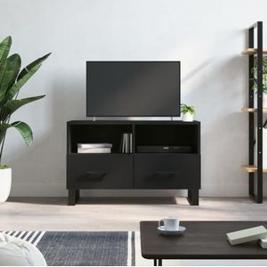 AUUIJKJF Entertainment Centra & TV Stands TV-meubel Zwart 80x36x50 cm Engineered Houten Meubels