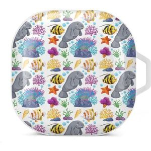 Sea Creatures Oordopjes Hoesje Compatibel met Samsung Hard Shell Beschermhoes Wit-Stijl