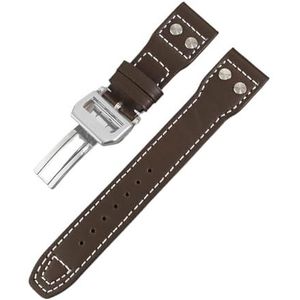 Jeniko 20/21/22 mm lederen bandaccessoires compatibel met IWC Big Pilot's IW328201 IW377709 TOP GUN horlogeband met logovervanging (Color : Brown-1, Size : 22MM WITH LOGO_ROSE GOLD BUCKLE)