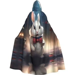 DURAGS Schattig wit konijn unisex Halloween kostuum cape - volwassenen feestdecoratie mantel, capuchon cape voor alle gelegenheden