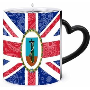 Montserrat Paisley vlag koffiemok 11 oz kleur veranderende mokken hartvormige handvat warmtegevoelige verkleuring kopjes