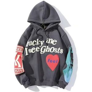 Lucky Me I See Ghosts Hoodie Hip Street Rapper Unisex Paar Sweatshirt Met Nieuwigheid Afdrukken, A, L