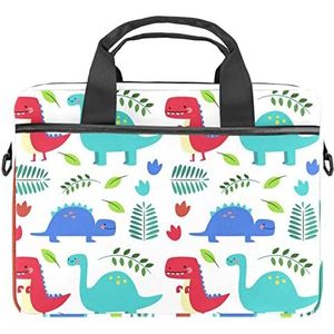 Dinosaurus Patroon Laptop Schouder Messenger Bag Crossbody Aktetas Messenger Sleeve voor 13 13.3 14.5 Inch Laptop Tablet Beschermen Tote Bag Case, Meerkleurig, 11x14.5x1.2in /28x36.8x3 cm