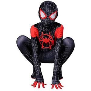 LINLIN Spiderman Cosplay Kostuum Miles Morales Superheld Halloween Carnaval Spider-Man Jumpsuit Bodysuit Maskerade Outfit, Spandex/Lycra Unisex Volwassenen Kinderen (Volwassen M (170cm), Miles Morales)