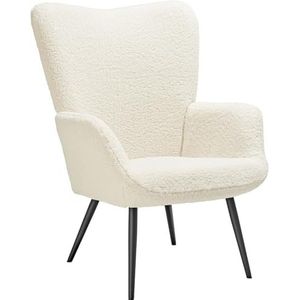 tectake® - Fauteuil Hygge gestoffeerd - bouclé-stof - Scandinavische stijl, teddystoel hygge, bouclé stoel woonkamer, slaapkamer, statement lounge stoel, draagvermogen tot 150 kg