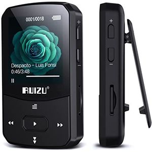RUIZU X50 Clip Bluetooth mp3-speler 8GB met scherm 30 uur afspeelondersteuning SD-kaart FM Radio Voice Recorder mp3 muziekspeler (zwart)