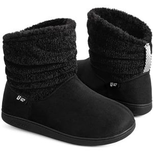 LongBay Vrouwen Pantoffels Warm Chenille Knit Booties Zacht Suedette Fluffy Faux Fur Geheugenschuim