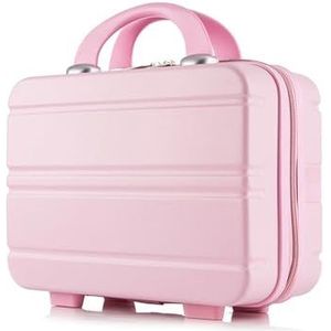 Koffer ABS koffertas Dames verticale streep draagbare make-updoos Kleine opbergbagage Reiskoffer (Color : Pink)