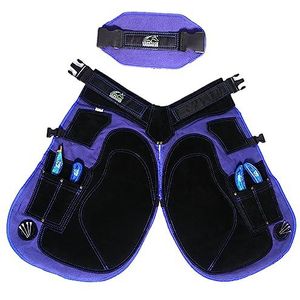 Farrier Chaps Echt Koe Hide Suede Leer & Canvas Foam Gewatteerde Farrier Schort Ademend Mesh Air Voering 4 Mes Zakken & 2 Nagelmagneet (25 Inch - 65 CM)