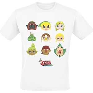 The Legend Of Zelda Wind Waker Faces T-shirt wit XXL 100% katoen Fan merch, Gaming, Hyrule, Nintendo