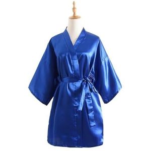 LHSJYG Dames gewaden satijn lange gewaden lange mouw homewear intieme lingerie wrap ochtendjas badjas nachthemd pyjama (koningsblauw)