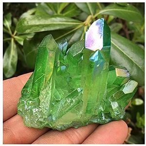 Natuurlijke Mooie Groene gegalvaniseerde Kwartskristal Clusters 120-130g Healing Crystal