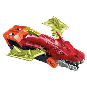 Hot Wheels City Drakenkauwen, transport- en launcher voor speelgoedauto's, inclusief 1 diecast-voertuig Mattel GTK42