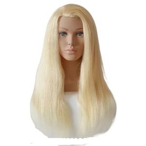 Hoogwaardig mannequinhoofd, echt natuurlijk mensenhaar, 24 inch, dummypop, blond haar, trainingshoofd met schouder(Afro)